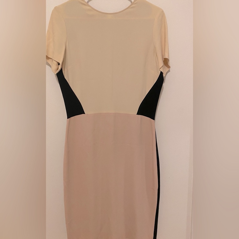 Stella McCartney Cream, black and pink midi dress